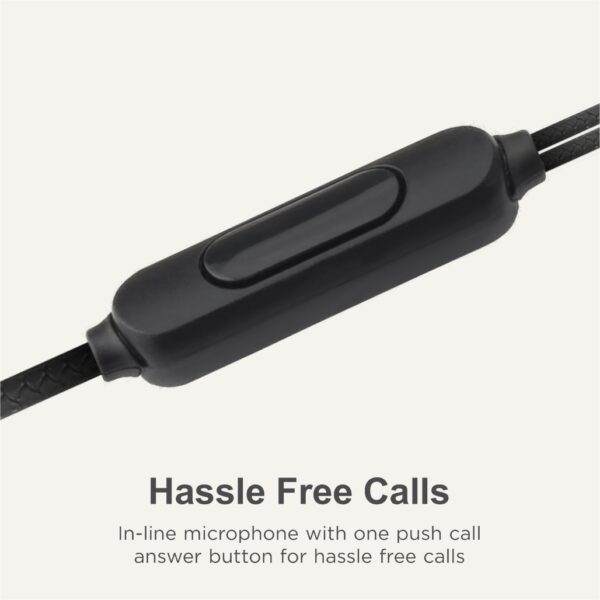 Astrum EB160 Wired Stereo Earphones 10mm Dynamic Driver, In-Line Mic, Electro Painted Finish, Tangle Free Cable Black SKU: A11016-B