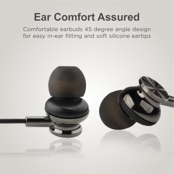Astrum EB160 Wired Stereo Earphones 10mm Dynamic Driver, In-Line Mic, Electro Painted Finish, Tangle Free Cable Black SKU: A11016-B