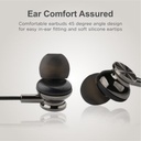 Astrum EB160 Wired Stereo Earphones 10mm Dynamic Driver, In-Line Mic, Electro Painted Finish, Tangle Free Cable Black SKU: A11016-B