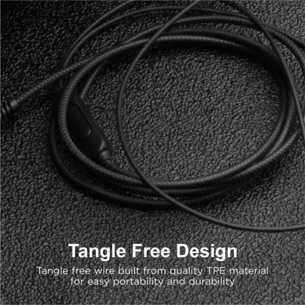 Astrum EB160 Wired Stereo Earphones 10mm Dynamic Driver, In-Line Mic, Electro Painted Finish, Tangle Free Cable Black SKU: A11016-B