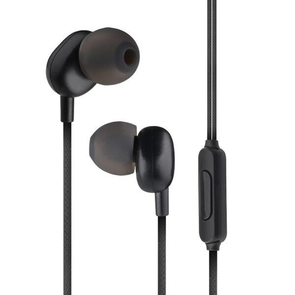 Astrum EB170 Wired Stereo Earphones 10mm Dynamic Driver, In-Line Mic, 45° In-Ear Fit, Tangle Free Cable Black SKU: A11017-B