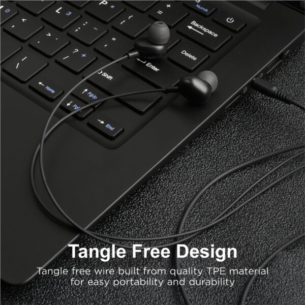 Astrum EB170 Wired Stereo Earphones 10mm Dynamic Driver, In-Line Mic, 45° In-Ear Fit, Tangle Free Cable Black SKU: A11017-B