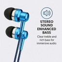 Astrum EB250 Wired Stereo Earphones 10mm Dynamic Driver, In Line Mic, Electro Painted Finish, Noise Isolating Fit Blue SKU: A11025-C