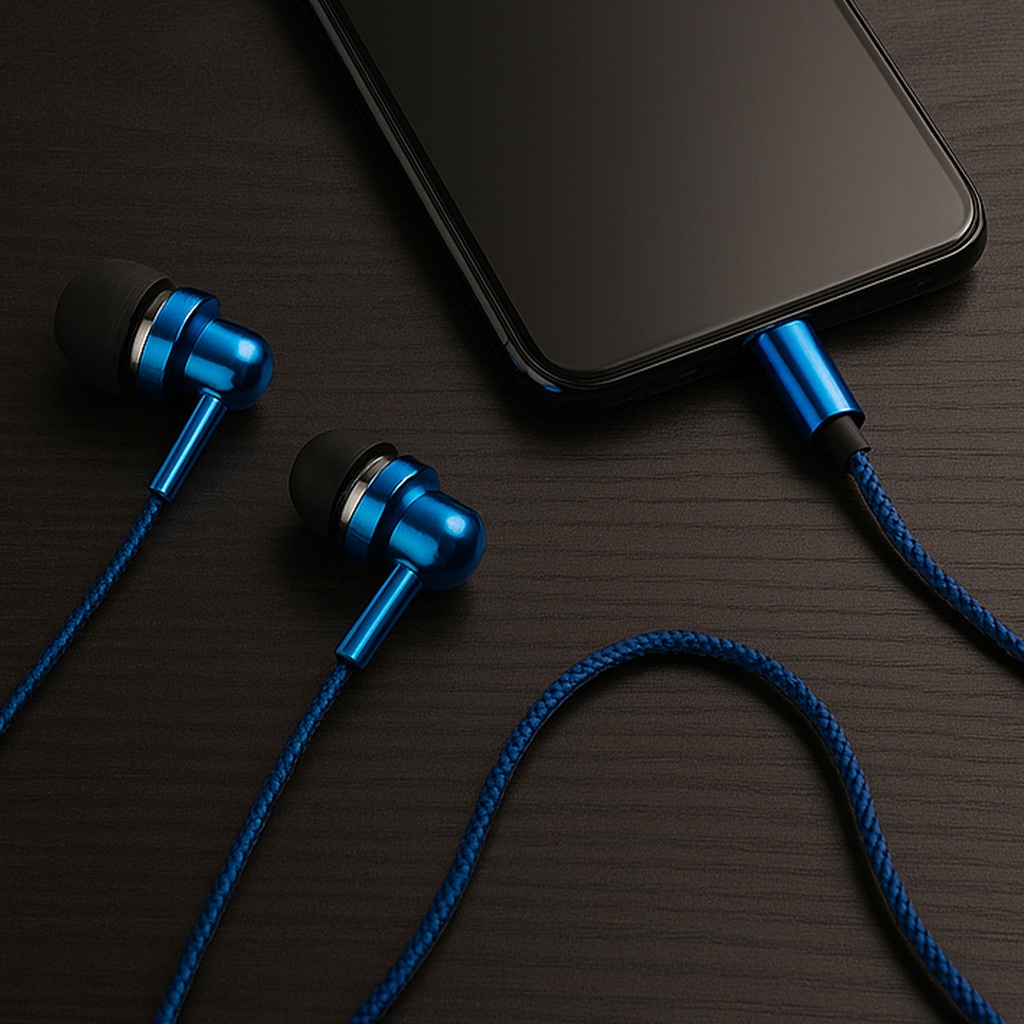 Astrum EB250 Wired Stereo Earphones 10mm Dynamic Driver, In Line Mic, Electro Painted Finish, Noise Isolating Fit Blue SKU: A11025-C