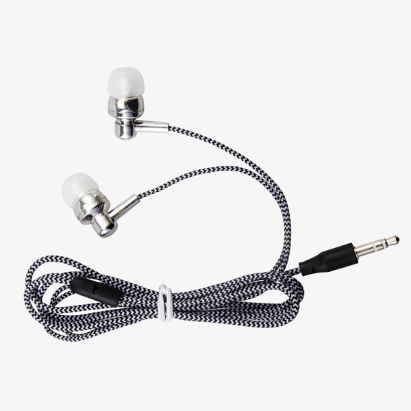 Astrum EB250 Wired Stereo Earphones 10mm Dynamic Driver, In Line Mic, Electro Painted Finish, Noise Isolating Fit Silver SKU: A11025-S
