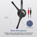 Astrum HS240 On Ear Wired Headset 40mm Drivers, Boom Mic, Dual 3.5mm AUX, Lightweight Design Black SKU: A12024-B