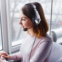 Astrum HS120 Over Ear Wired Headset 30mm Drivers, Dual 3.5mm AUX, Rotating Boom Mic, Volume Control Black SKU: A12012-B