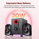 Astrum SM040 2.1CH Multimedia Speaker 20W RMS, Bluetooth, USB, TF Card, FM Radio, Remote Control Black SKU: A13004-B