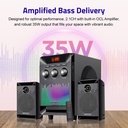 Astrum SM330 2.1CH Multimedia Speaker 35W RMS, Bluetooth 5.0, USB, TF Card, FM Radio, LED Display, Remote Control Black SKU: A13033-B