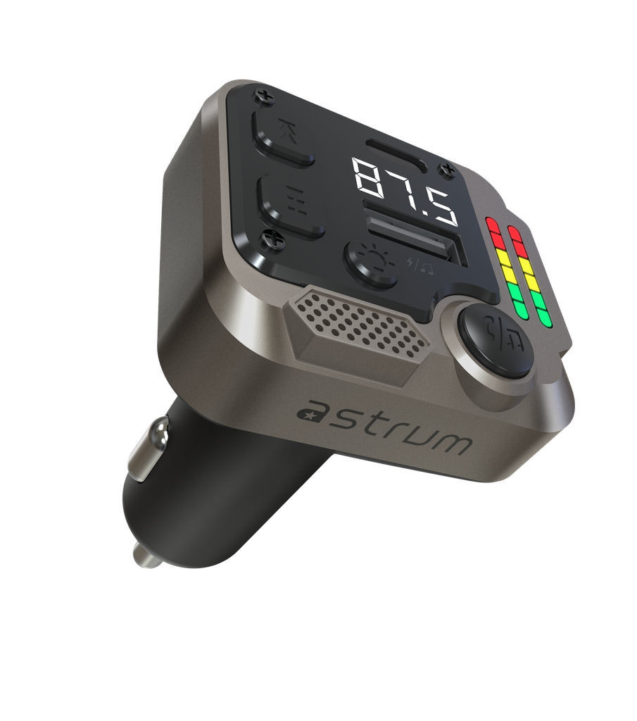Astrum FM430 Car FM Transmitter Bluetooth 5.3, PD30W USB-C Fast Charging, LED Voltage Display, U-Disk Playback, Zinc Alloy SKU: A70543-B
