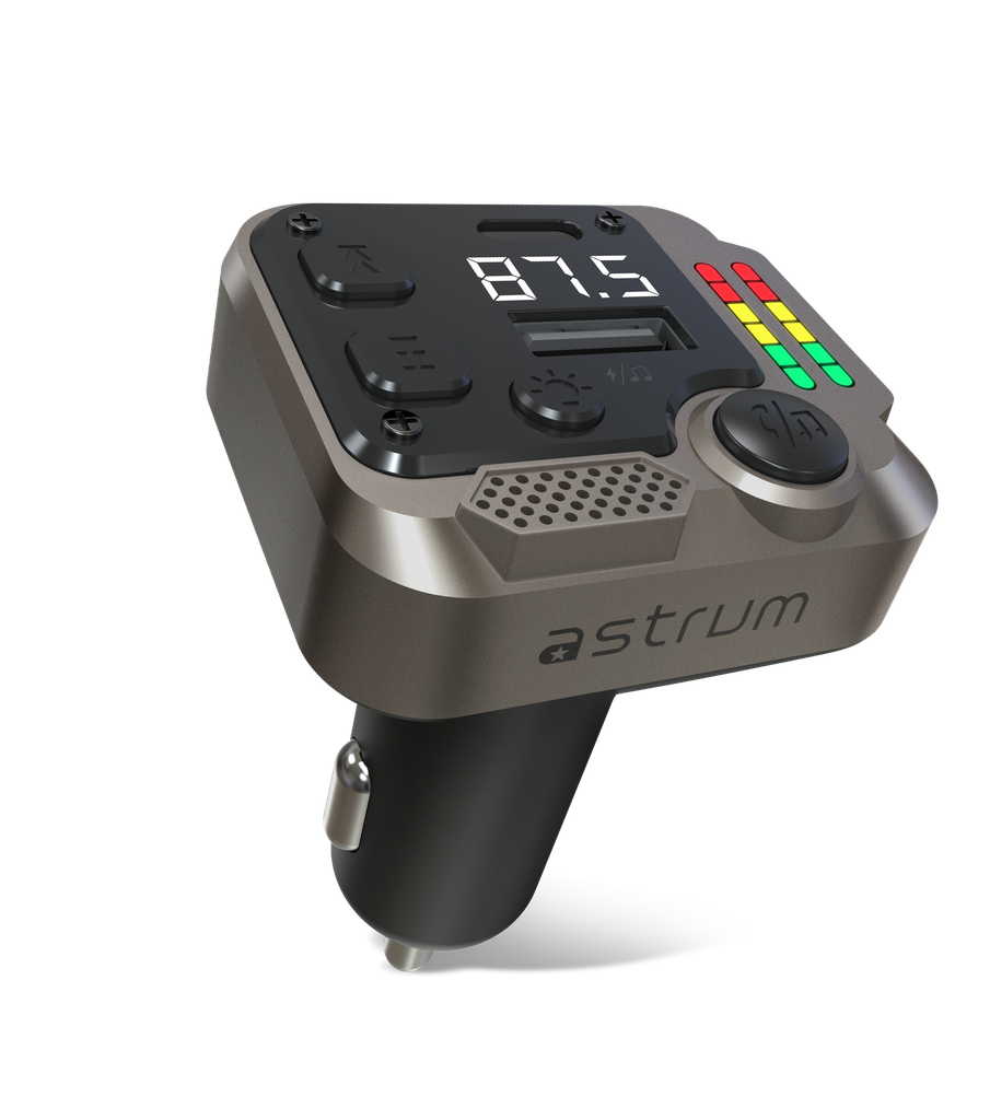 Astrum FM430 Car FM Transmitter Bluetooth 5.3, PD30W USB-C Fast Charging, LED Voltage Display, U-Disk Playback, Zinc Alloy SKU: A70543-B