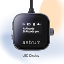 Astrum BT300 Multi Device Bluetooth Audio Transmitter & Receiver V5.3, Dual Pairing, USB-C Fast Charging, AUX/TF, RGB Display SKU: A85030-B