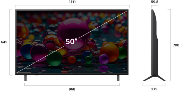 LG 50UA80006LC 50" AI UA80 4K UHD Smart TV α7 Gen8 Processor, HDR10 Pro, webOS 25, Dolby Audio SKU: 50UA80006LC