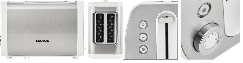 🍞 Taurus Arctic 2 Slice Toaster 870W, 7 Browning Settings, Stainless Steel