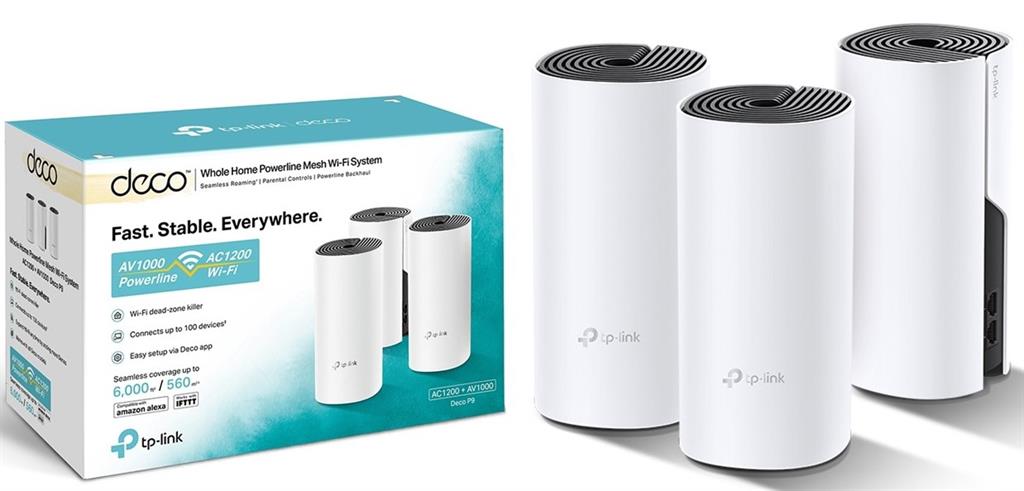 ⚡ TP-Link Deco P9 Hybrid Mesh WiFi System AC1200, Powerline WiFi, 3 Pack