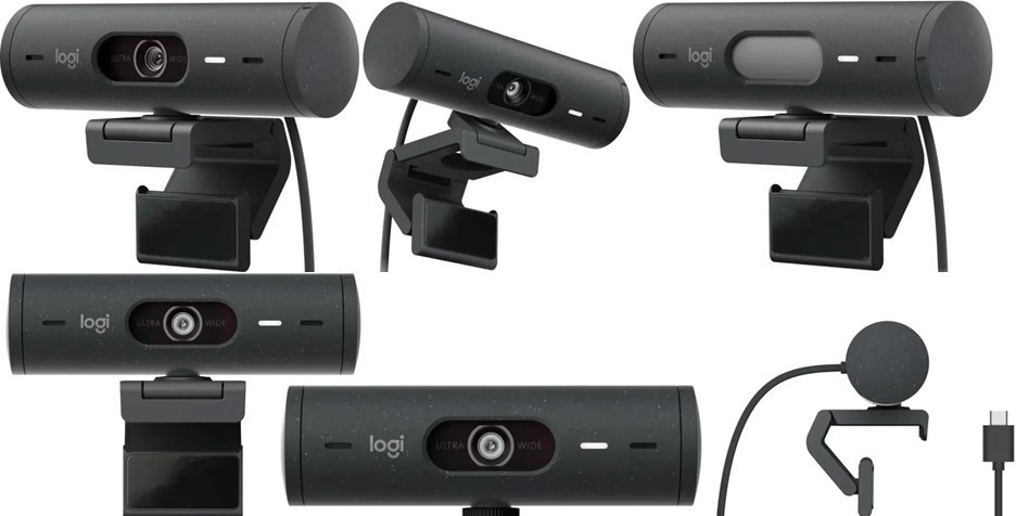 Logitech Brio 500 FHD Webcam Auto Framing, HDR, USB-C, Graphite