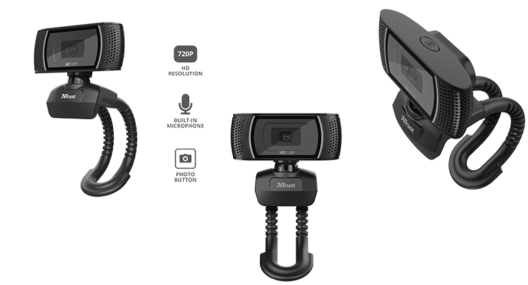 Trust TRS-18679 Trino HD Webcam 720p, 8MP Photos, Built-in Mic, Plug & Play