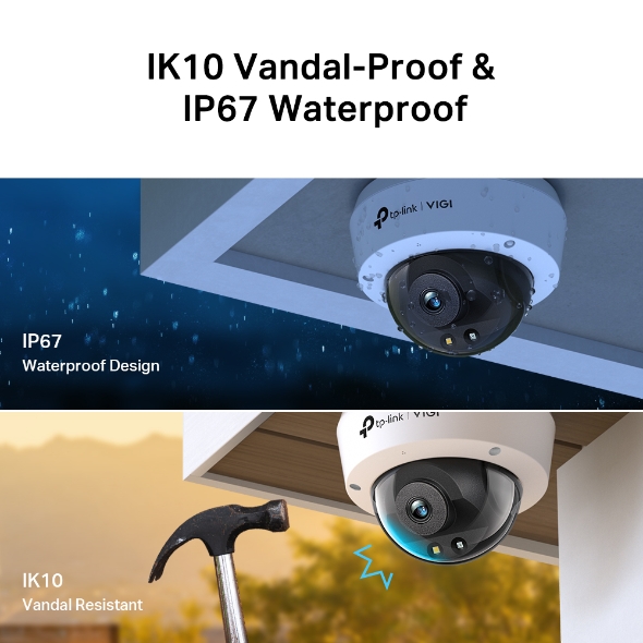 TP-Link VIGI C240 4MP Dome Camera, Full Color Night Vision, Smart Detection, IK10 Vandal Proof