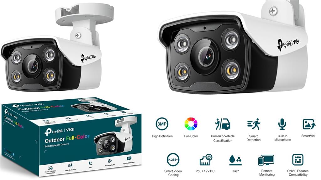 TP-Link VIGI C330 3MP Outdoor Bullet Camera, Full-Color Night Vision, Smart Detection, IP67