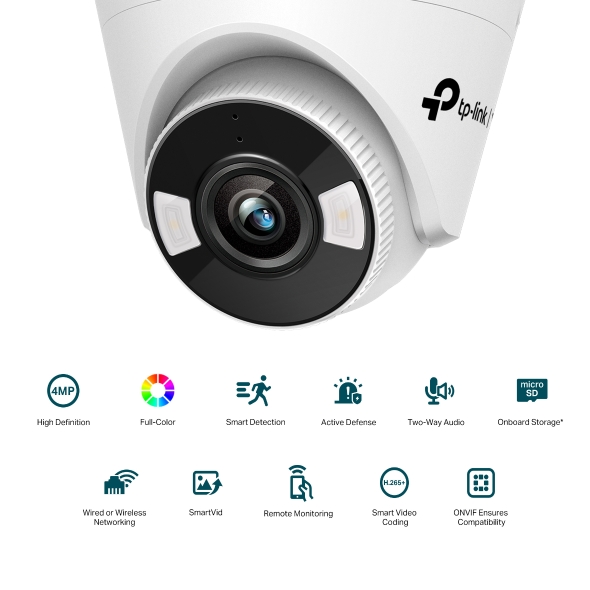 TP-Link VIGI C440 4MP Full Color Turret Camera, Smart Detection, Dual Band Wi-Fi, H.265+