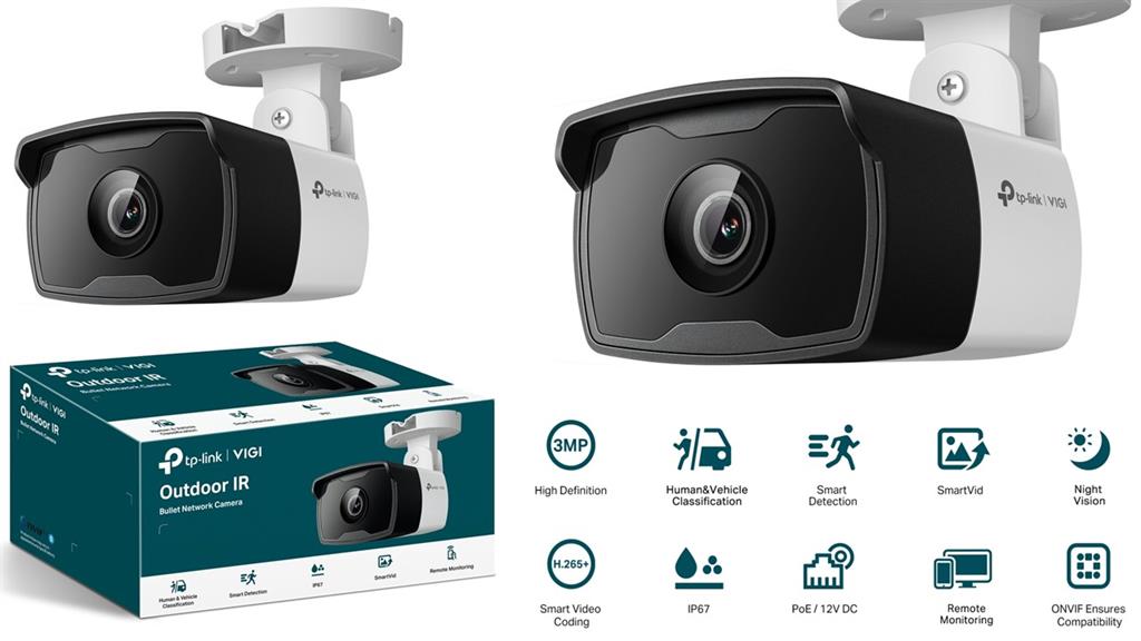 TP-Link VIGI C330I 3MP IR Bullet Camera, Long Range 6mm Lens, Smart Encoding, IP67