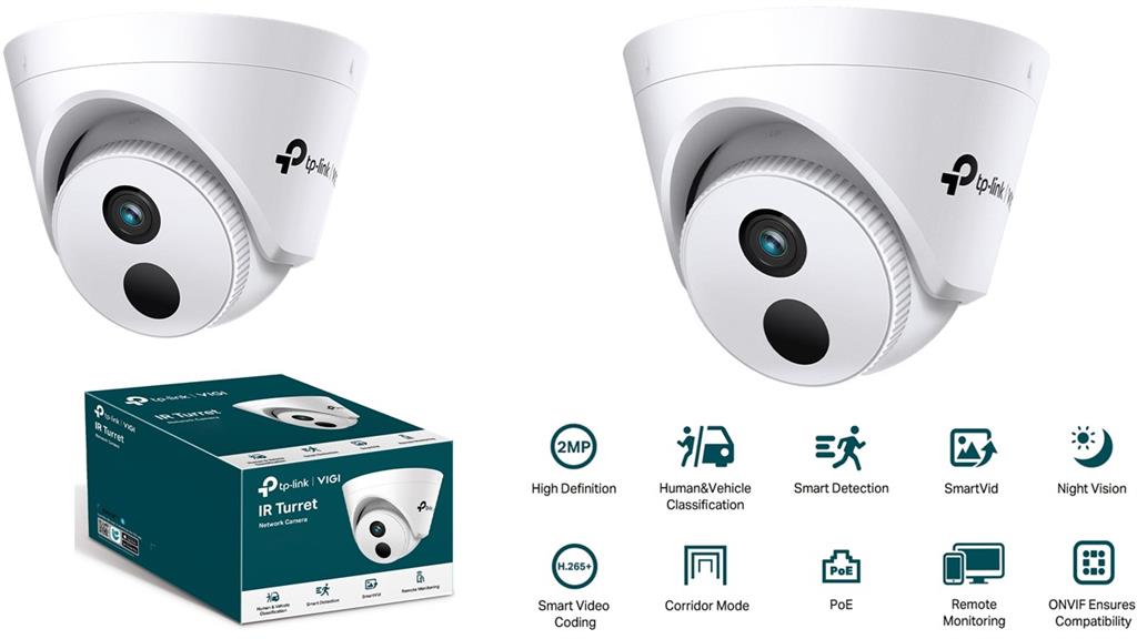 TP-Link VIGI C420I 2MP Turret Camera, Smart Detection, Corridor Mode, PoE, IP67
