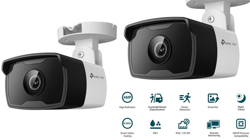 TP-Link VIGI C340I 4MP IR Bullet Camera, Smart Detection, Long Range Monitoring, IP67