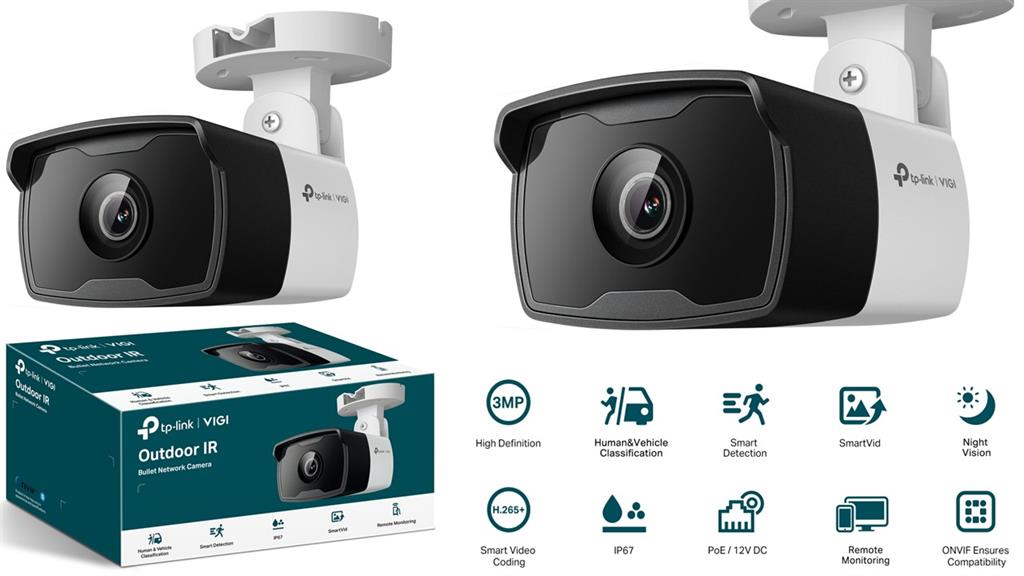 TP-Link VIGI C330I 3MP IR Bullet Camera, Smart Detection, DWDR, PoE, IP67
