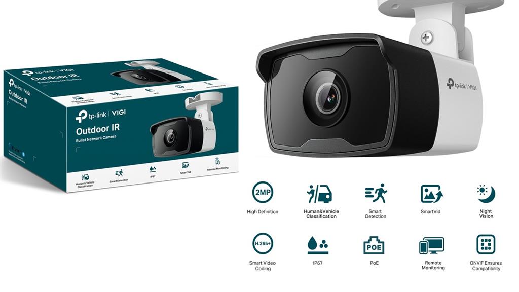 TP-Link VIGI C320I 2MP IR Bullet Camera, Smart Detection, DWDR, PoE, IP67