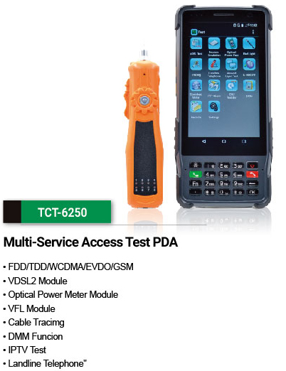 Goldtool TCT-6250 Multi Service Access Test PDA, FTTX & Ethernet Diagnostics, Handheld