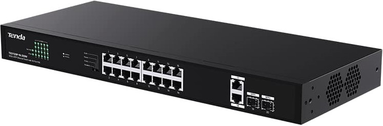 Tenda TEG1120P-16-250W 16 Port PoE+ Gigabit Ethernet Switch with 2 RJ45 + 2 SFP Uplinks, 250W Budget