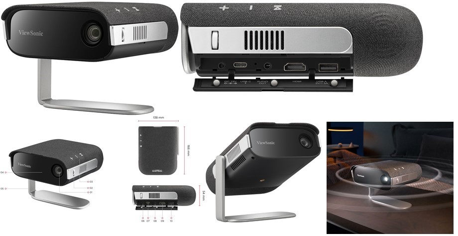 ViewSonic M1X Smart LED Portable Projector with Harman Kardon Audio, 360° Stand, USB-C & Wi-Fi
