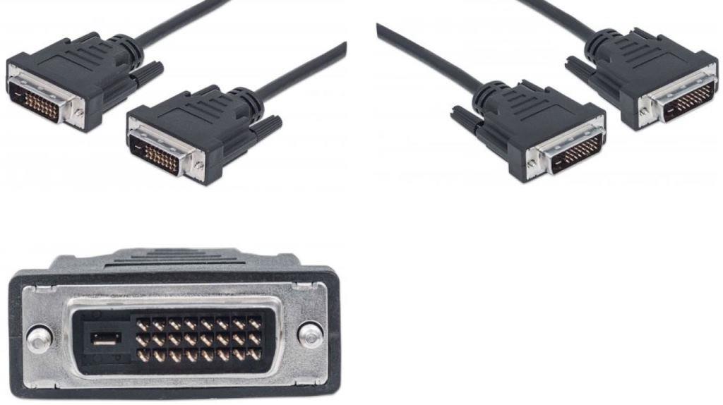 Manhattan DVI-D Dual Link Cable 1.8m, Shielded, Gold Plated, High Bandwidth SKU: 328838