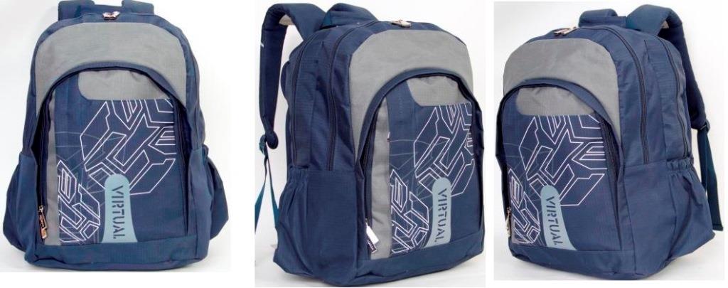 Macaroni Scolaro Student Backpack Blue/Grey, Triple Compartments, Waterproof, Padded Straps SKU: ETB8996BL