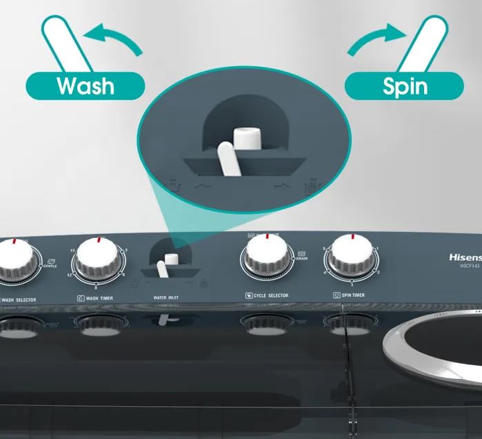 Hisense 16kg Twin-Tub Washer 1250rpm 138L WSDE163 Energy-Efficient
