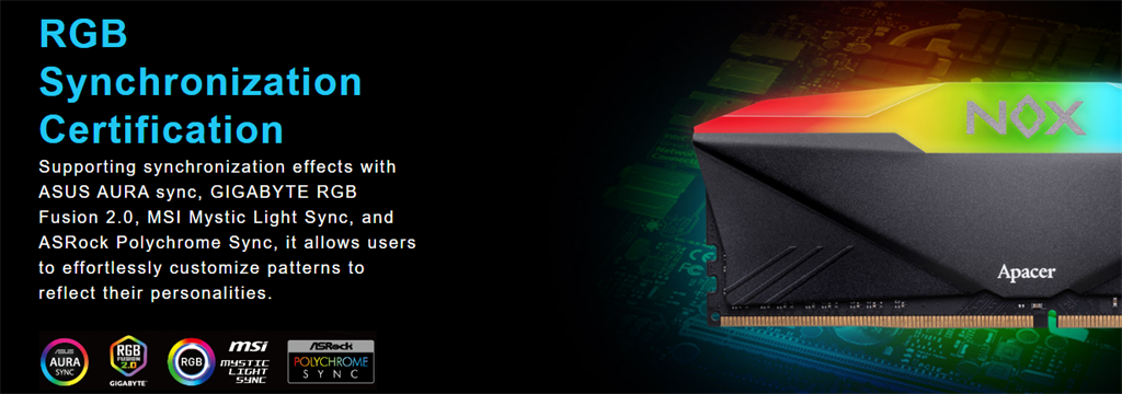 Apacer Nox 8GB RGB DDR4 3200MHz Gaming RAM