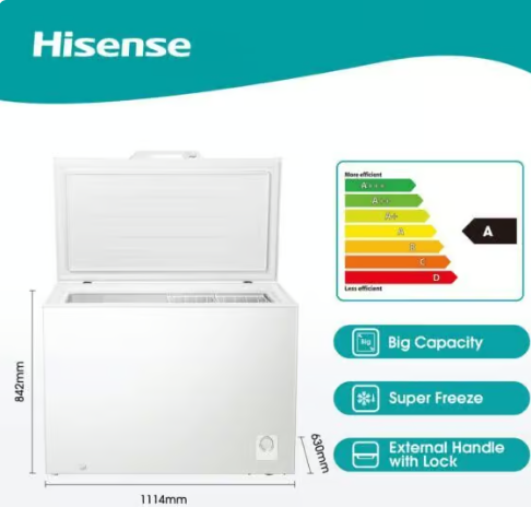 Hisense 245L Chest Freezer – Metallic Silver, A Energy, Fast Freeze