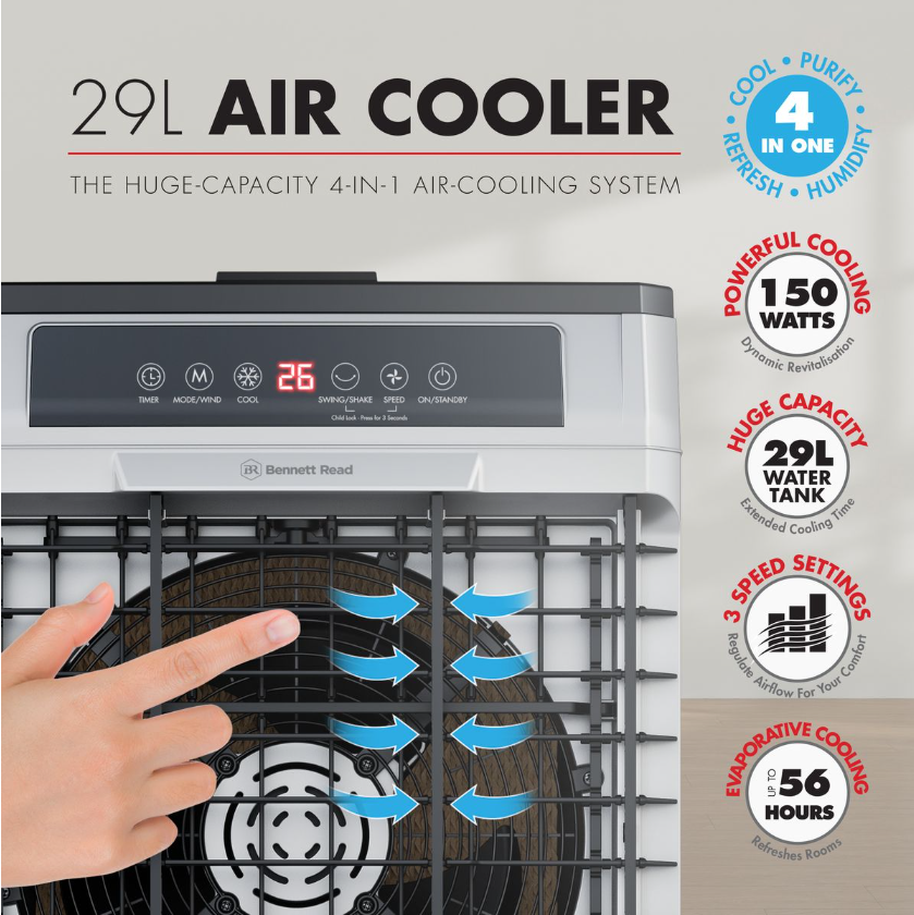 Bennett Read 29L Air Cooler | 4-in-1, 150W, 56-Hour Cooling, Remote Control | HFN702