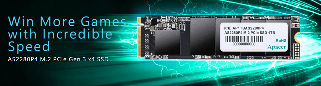 Apacer AS2280P4 1TB NVMe SSD 3000MB/s | PCIe Gen3 x4 M.2 2280 (copy)