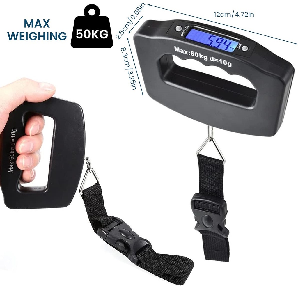 Casey Luggage Scale | 50kg Max, LCD Display, Auto Off, Data Lock, Travel-Friendly, 6-Month Warranty