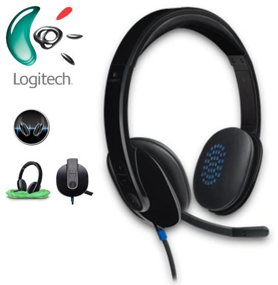 Logitech H540 USB Headset - Noise Cancelling Mic, USB-A