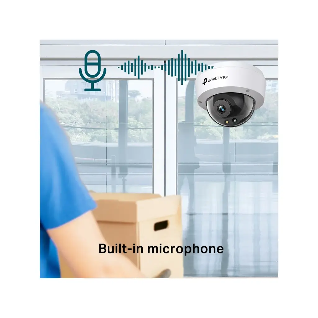 TP-Link VIGI C240 4 MP Full-Color Dome Camera – 24 h Color, AI Detect, IK10, IP67, PoE