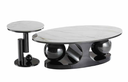 C916 BL – Marble-Top Coffee Table + Side Table Set