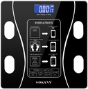 Sokany CSY-SK19019BLK 180 kg Bluetooth Scale 0.1 kg Accuracy, Tempered-Glass, OKOK App