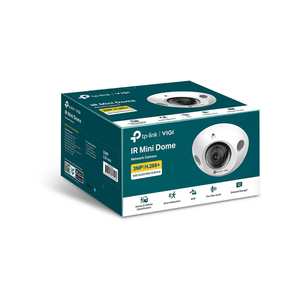 TP-Link VIGI C230I Mini 3 MP Dome 2.8 mm, IK08, Smart Encoding, IP67, PoE