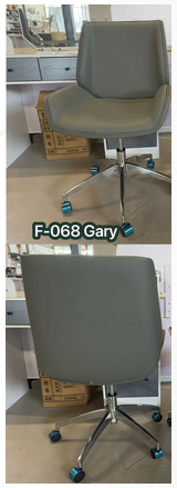 F-068 Grey High Back Office Chair - Chrome Base & Wheels