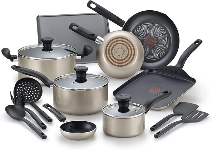 Tefal Culinaire 16pc Non-Stick Cookware Set - Champagne