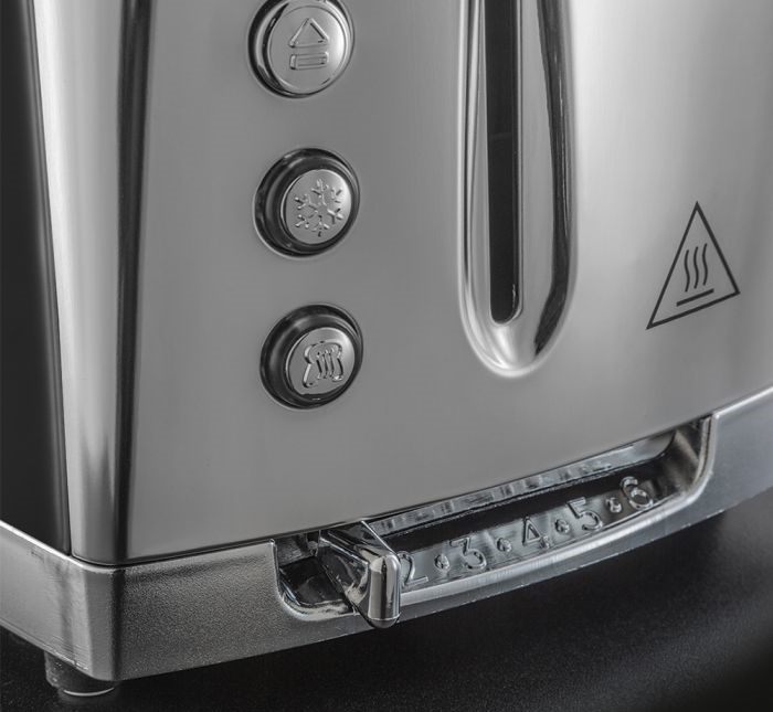 Russell Hobbs Luna Grey 2-Slice Toaster 1550 W, Lift-&-Look, Extra-Wide Slots, Bun Rack, 1 yr