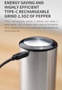 Feelive FSSSPG USB Salt & Pepper Grinders 95 ml, LED, Adjustable, SS Stand, 6 m WR
