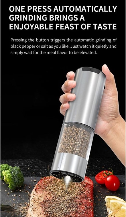 Feelive FSSSPG USB Salt & Pepper Grinders 95 ml, LED, Adjustable, SS Stand, 6 m WR